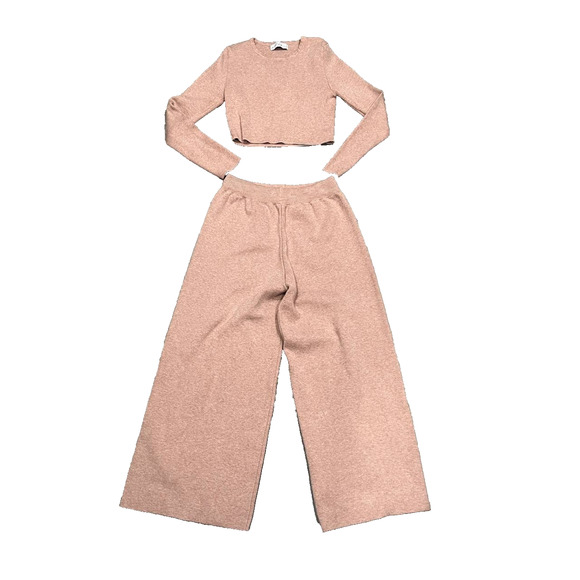 Revolve Petal & Pup Ayers wide leg knitted Y2K Set Light Pink M/L A003953 - Picture 3 of 13